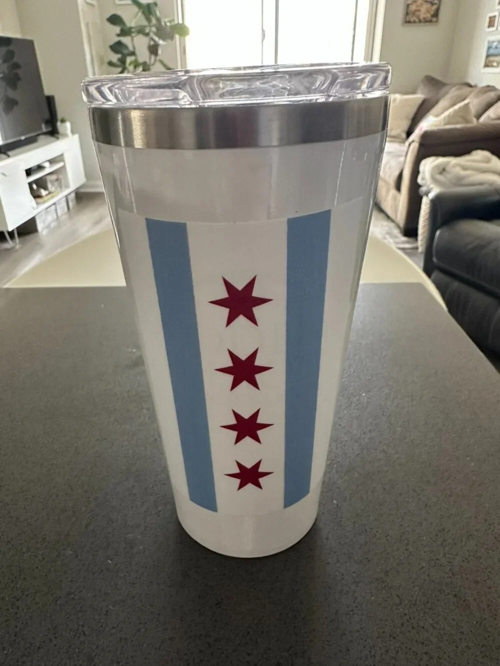 16 oz Chicago Flag Classic Tumbler Cup with Closable Lid - Corkcicle - White